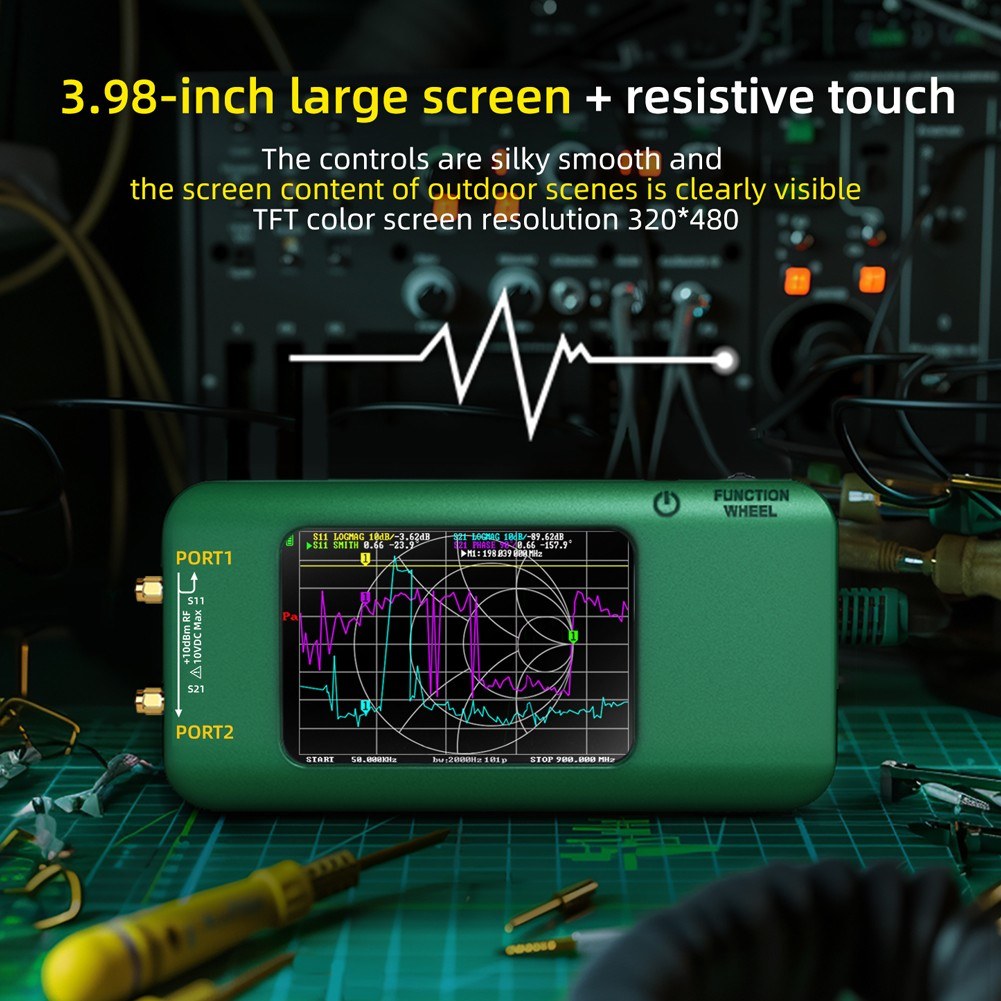 Portable Handheld Vector Network Analyzer with 3.98-inch TFT Display, HF VHF Ultra-High Frequency, Type-C Charging