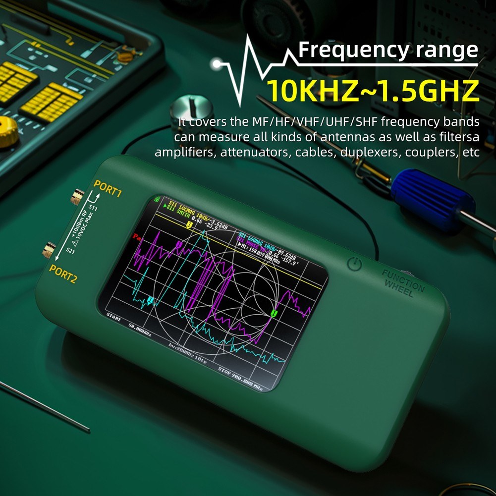 Portable Handheld Vector Network Analyzer with 3.98-inch TFT Display, HF VHF Ultra-High Frequency, Type-C Charging