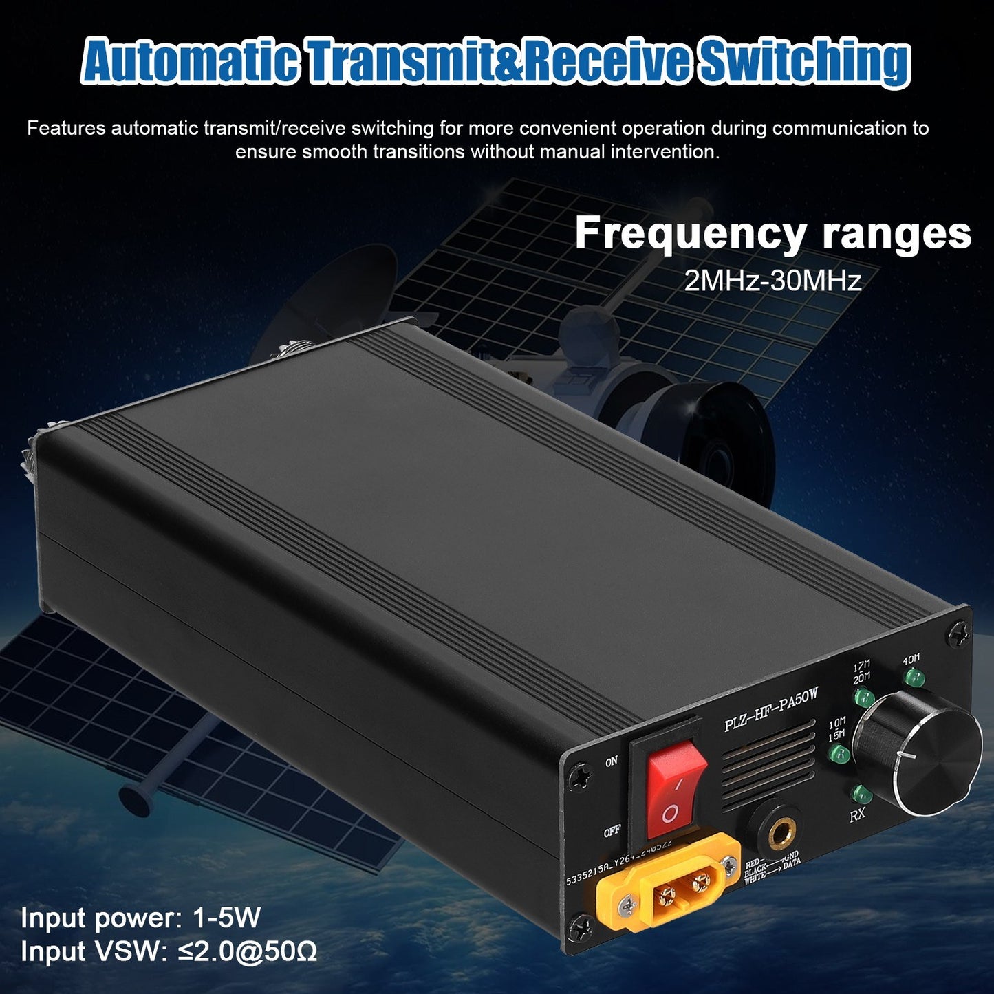 50W Shortwave Power Amplifier - Portable, 4-Gear LPF, Auto Transmit/Receive, Multi-Protocol Compatible