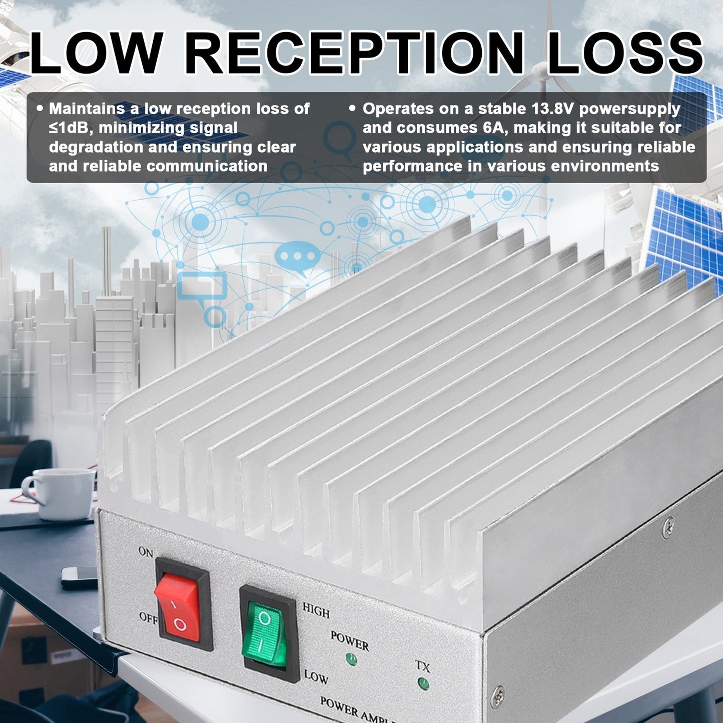 Adjustable 30W Handheld Power Amplifier, Half-Duplex, Low Loss, Stable Performance