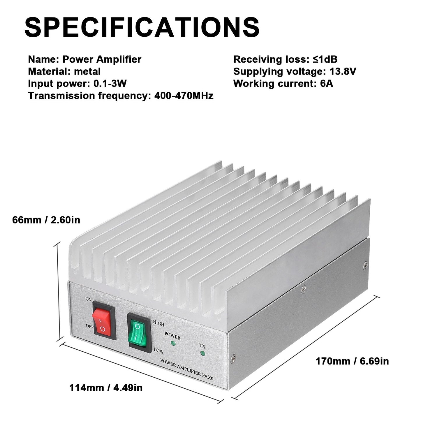 Adjustable 30W Handheld Power Amplifier, Half-Duplex, Low Loss, Stable Performance