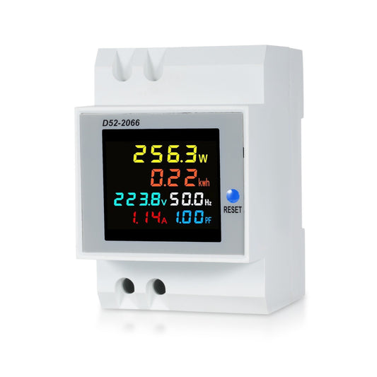 6-in-1 Digital Energy Meter Tester - AC 40V~300V, 100A Din Rail Voltage, Current, Power Factor Monitor, KWH Usage Analysis