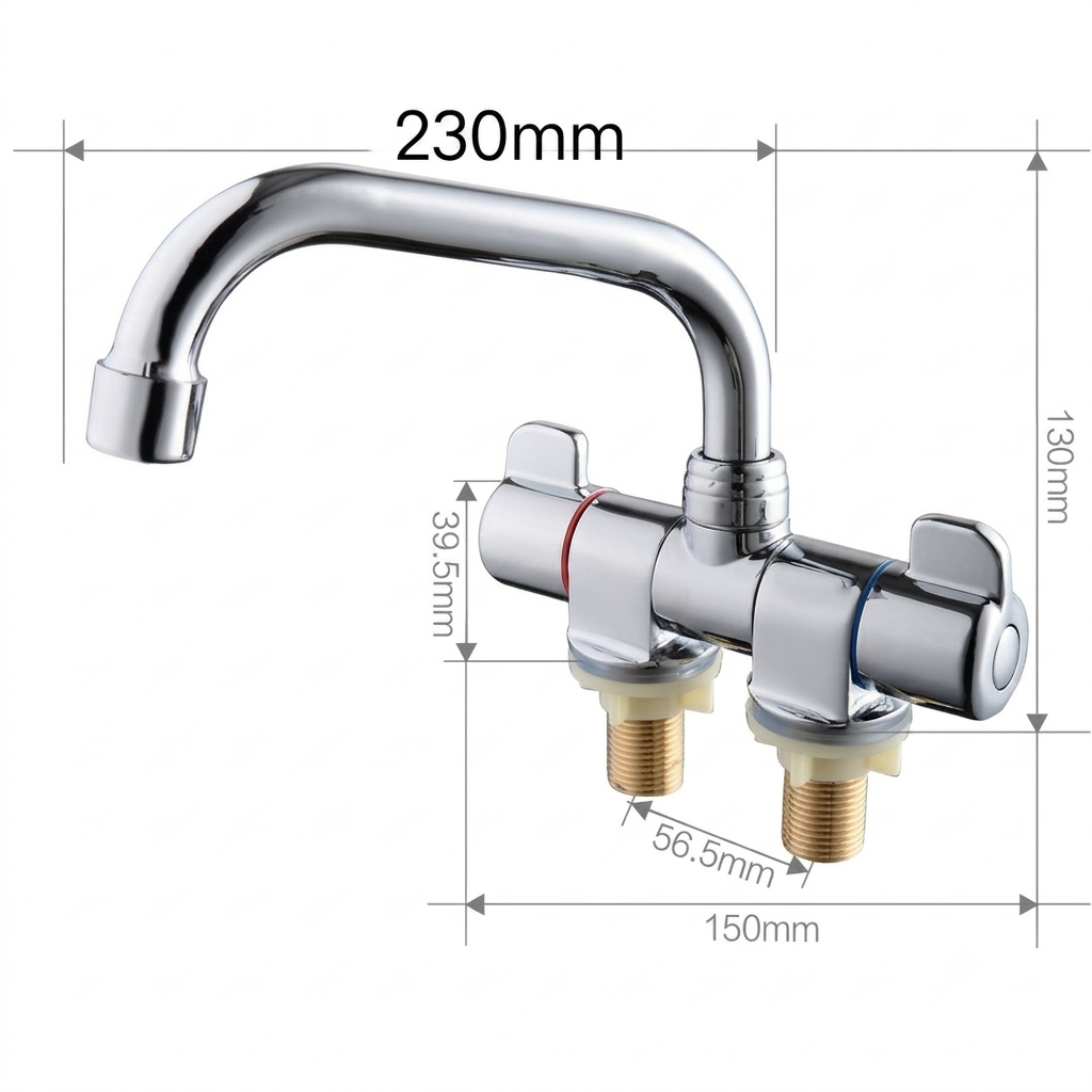 Foldable RV Kitchen Faucet - Rotating Two-Handle Hot/Cold Mixer for Deck/Wall Mount