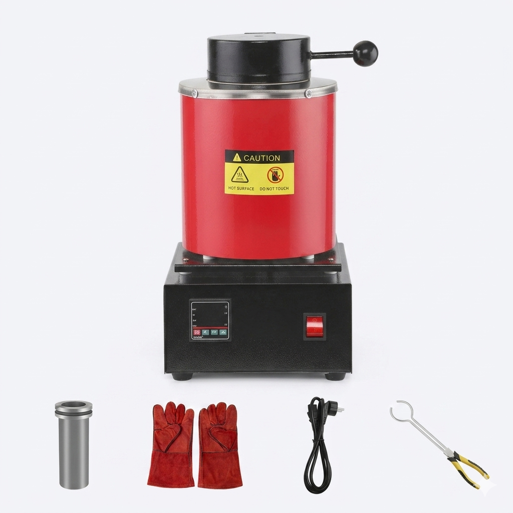 1400W Digital Gold Melting Furnace, 3KG Graphite Crucible, Fast Heat to 2000°F for Metal Melting