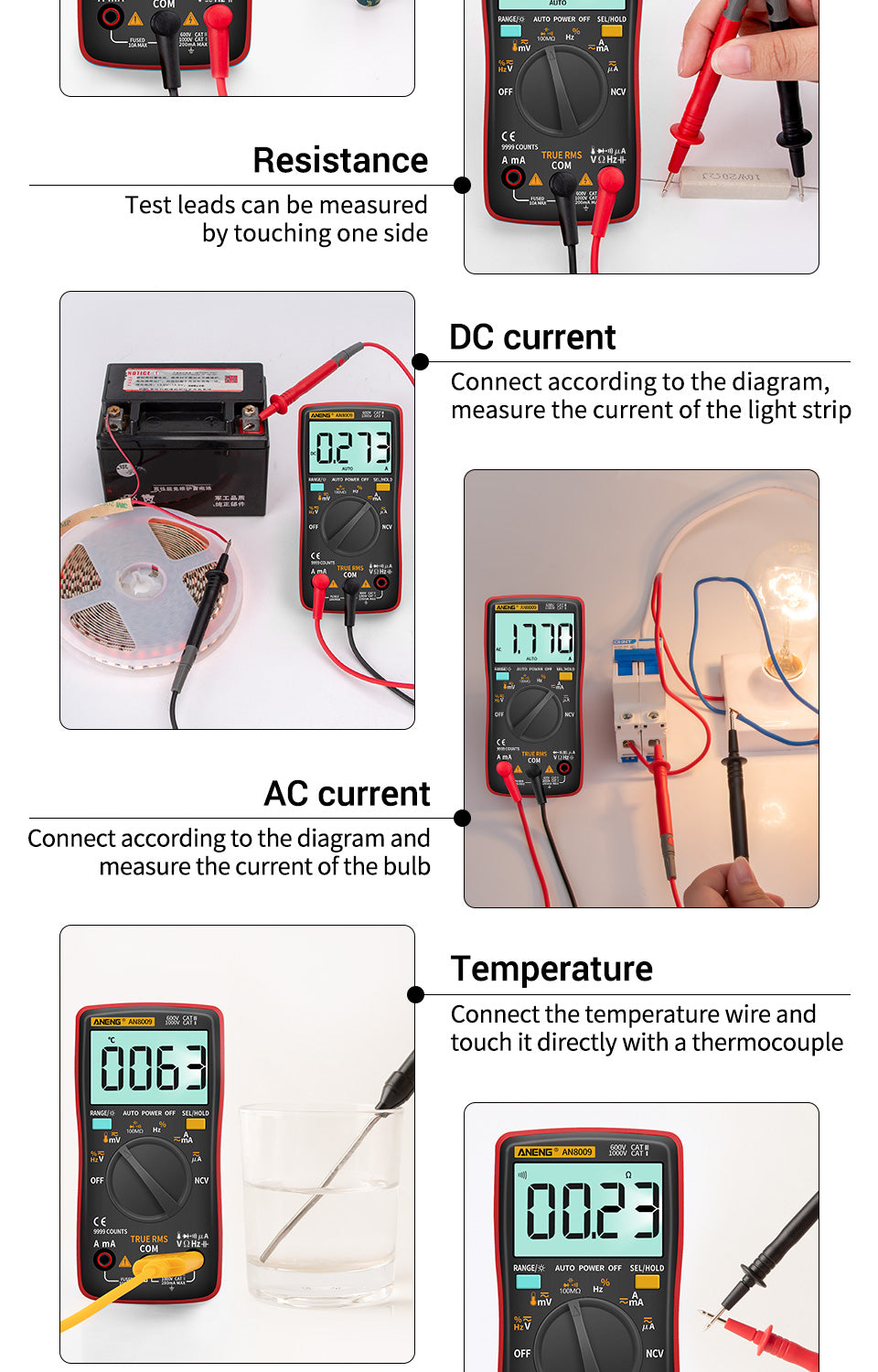 ANENG AN8009 True-RMS Digital Multimeter – Professional Auto-Ranging Tester for Electronics & Automotive
