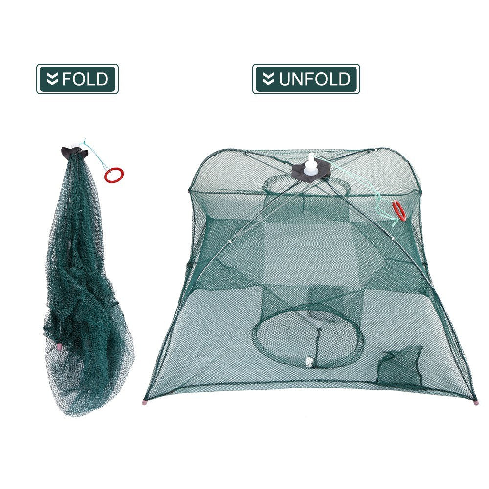 Portable Folding Fishing Trap - Automatic 4/6/8/10 Hole Fish, Shrimp, Crab & Minnow Mesh Cage