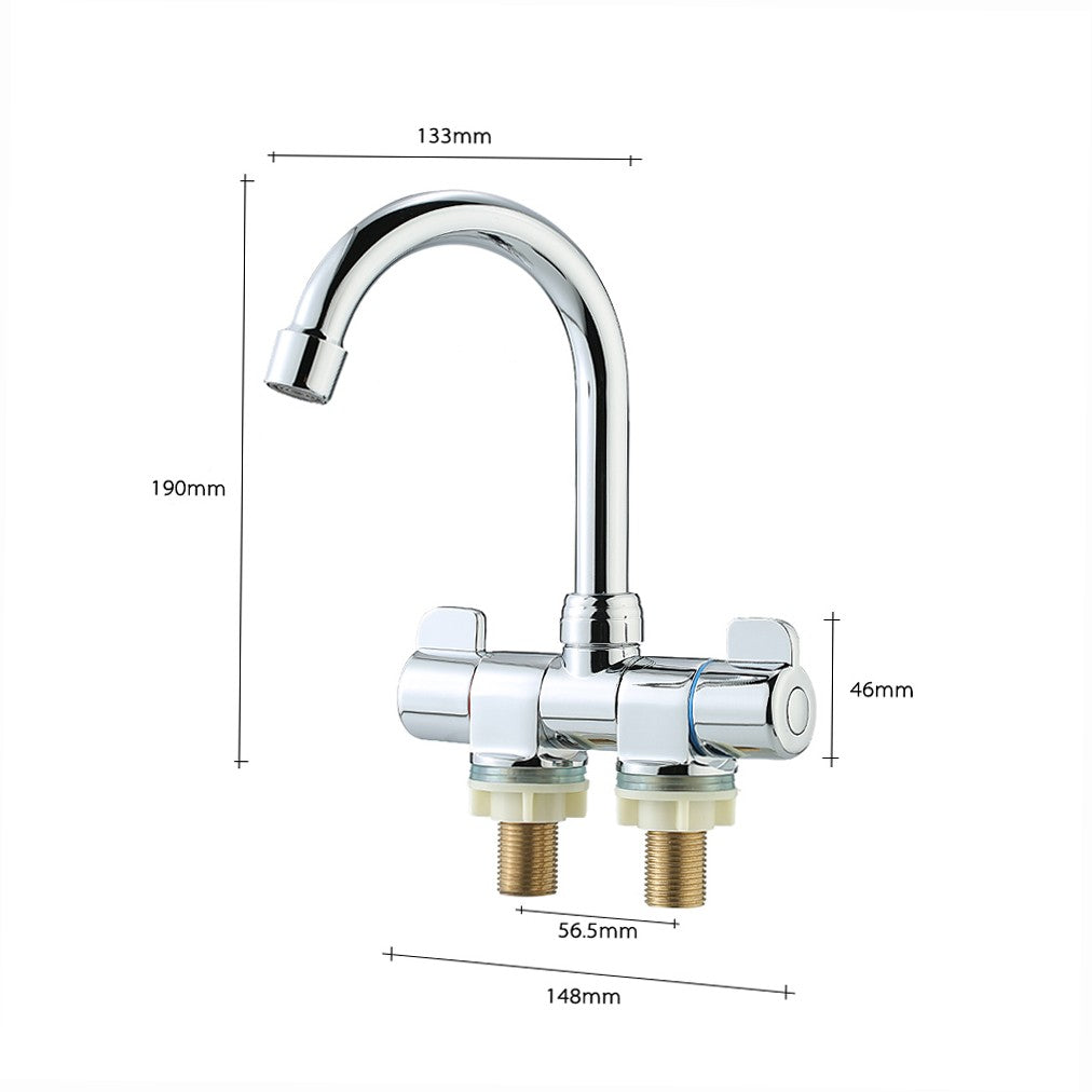 Foldable RV Kitchen Faucet - Rotating Two-Handle Hot/Cold Mixer for Deck/Wall Mount