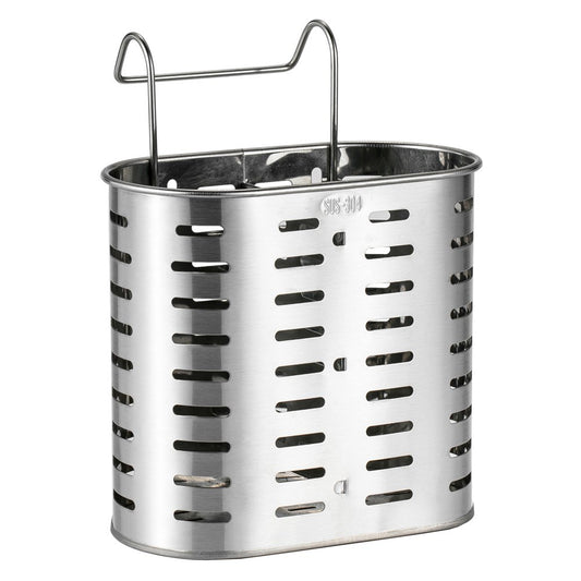 Stainless Steel Kitchen Utensils Drying Rack & Chopsticks Holder with Hooks - 2 Compartment Flatware Caddy Basket