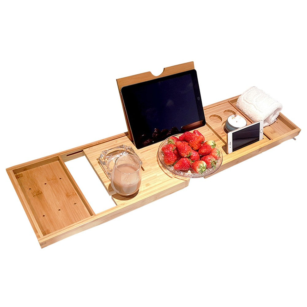 Bamboo Spa Bathtub Caddy Tray Organizer