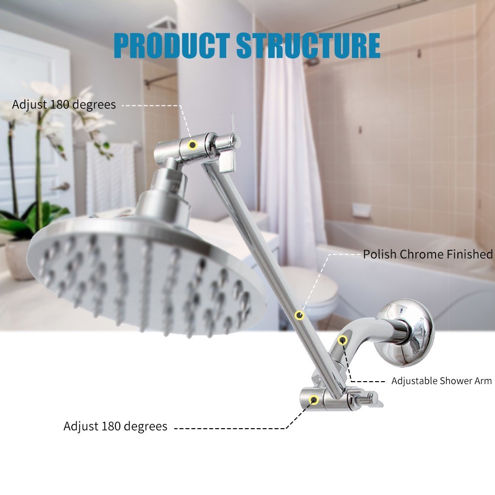 Adjustable Shower Arm Extension with Lock Joints