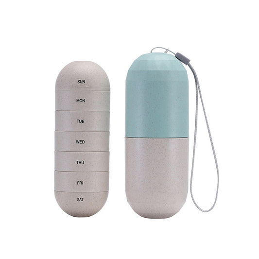 Portable Waterproof 7-Day Grain Fiber Pill Organizer Box