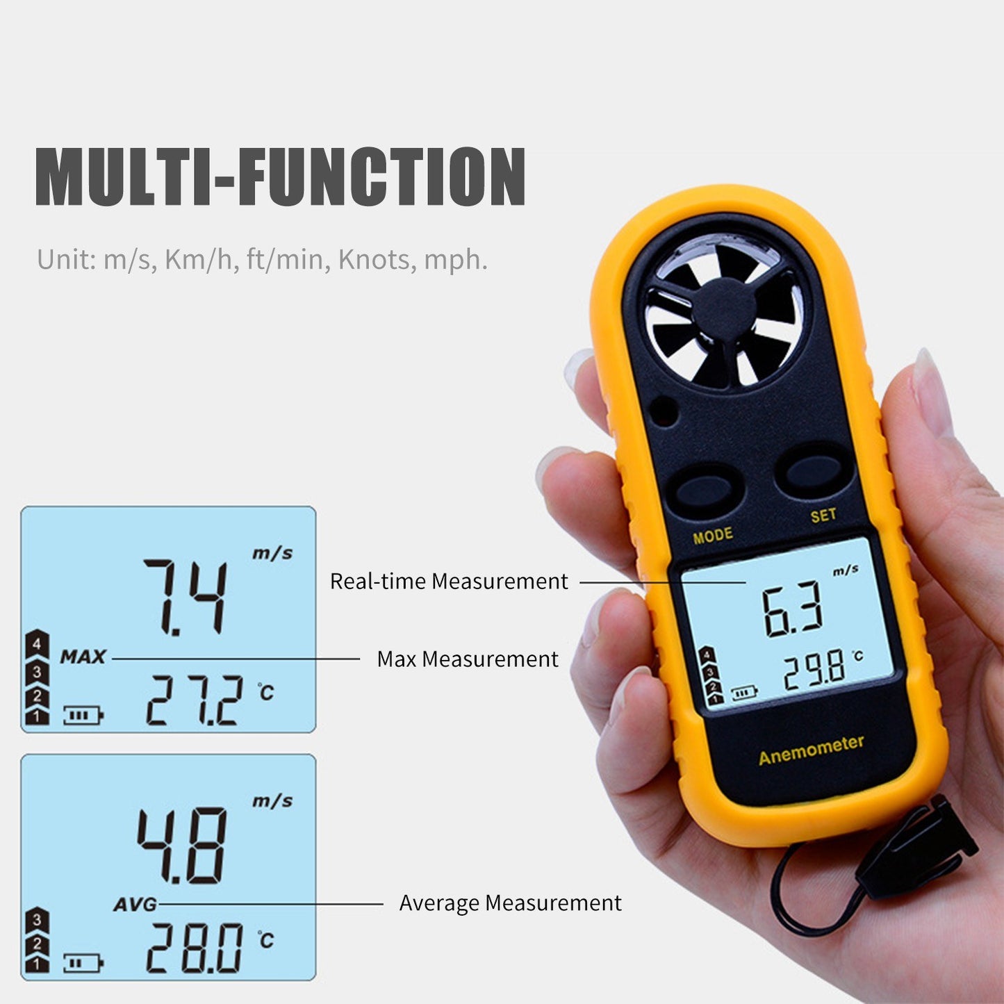 Portable Digital Anemometer Wind Speed Meter