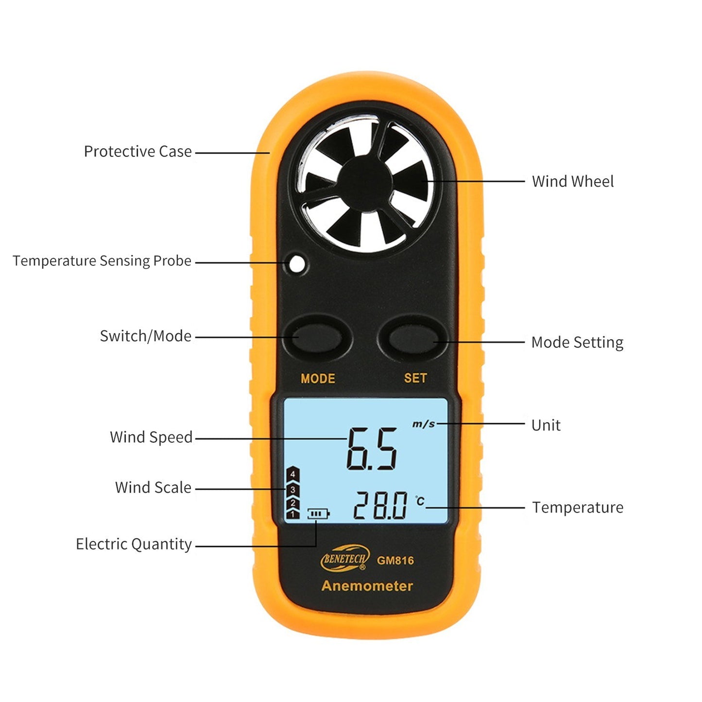 Portable Digital Anemometer Wind Speed Meter