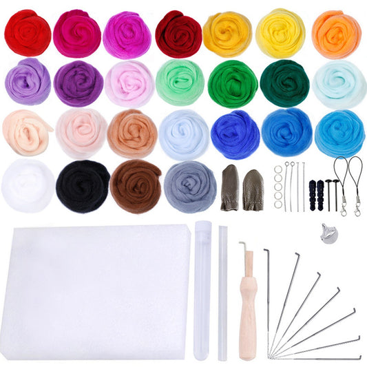 25-Color Wool Roving Needle Felting Starter Kit for DIY Crafting & Art