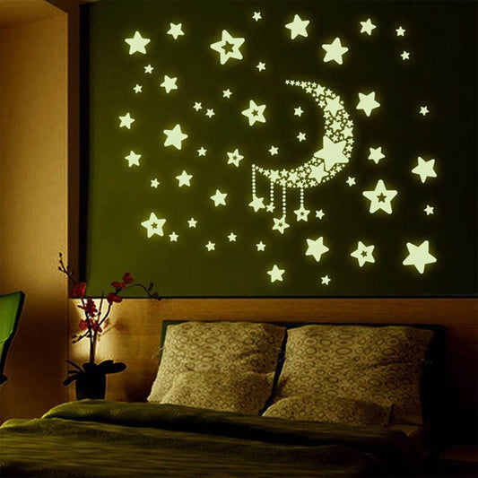 Glow-in-The-Dark DIY Moon and Stars Luminous Stickers