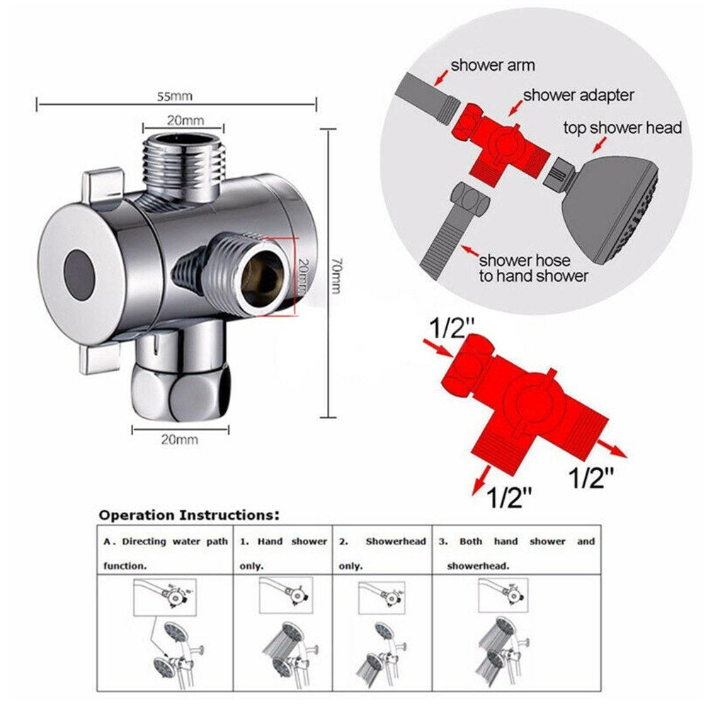 Adjustable Diverter for Mounted Bath Shower Head