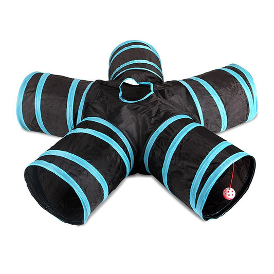 5-Way Collapsible Indoor Cat Tunnel with Peek Hole for Cats, Kittens, Puppies, and Rabbits