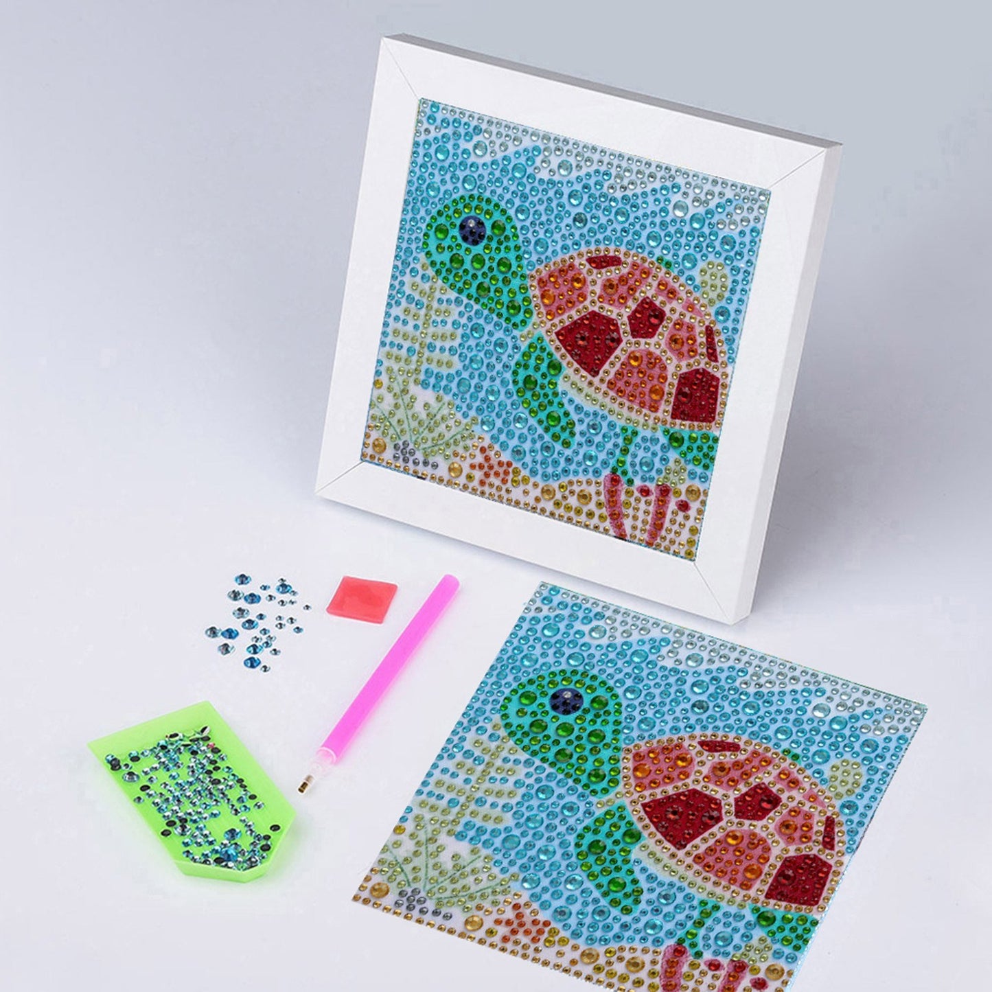 Cute Tortoise 5D Diamond Painting Kit - Full Drill 150x150mm Embroidery Decor for Kids