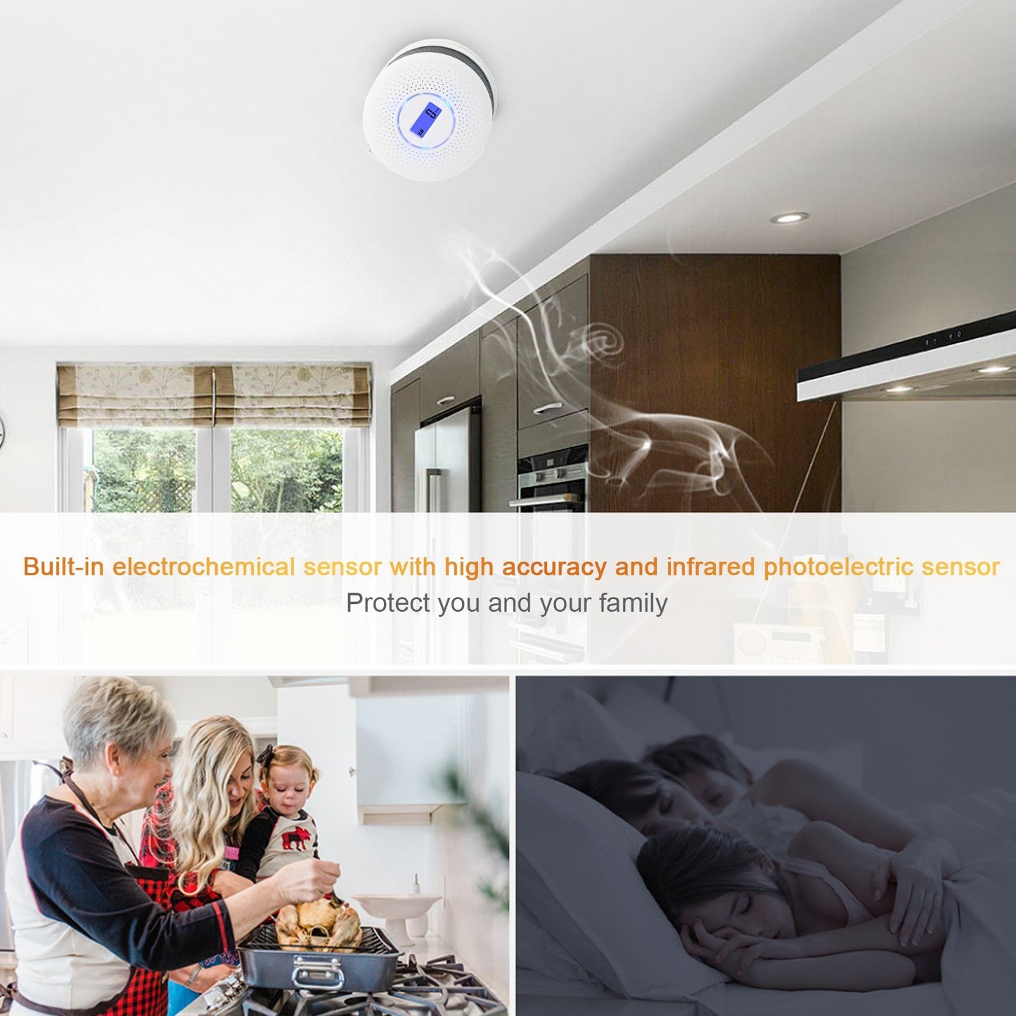 Dual Sensor Smoke and Carbon Monoxide Alarm Detector