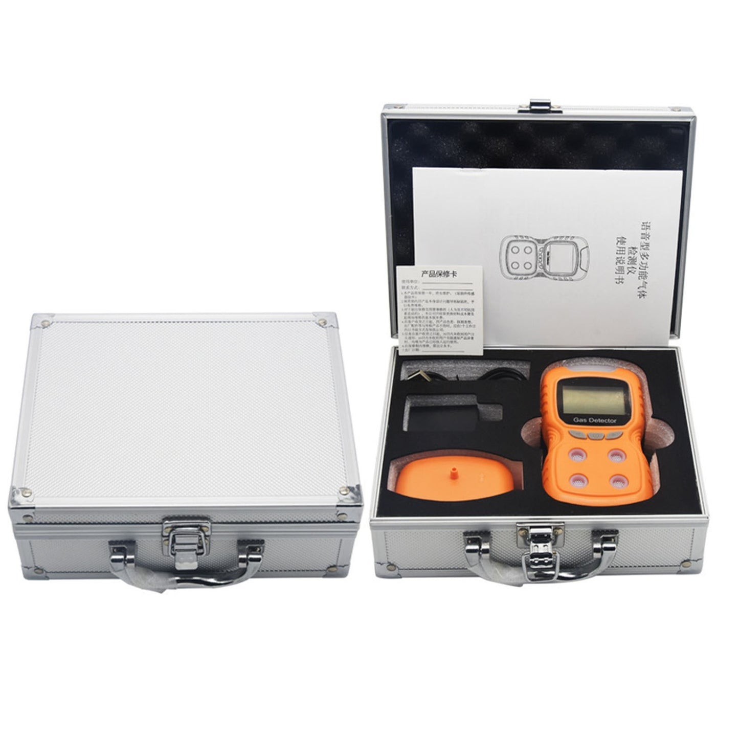 Portable 4-Gas Detector Analyzer: Rechargeable Digital CO Monitor with LCD Display, Sound, Light & Vibration Alarms for Air Quality Testing