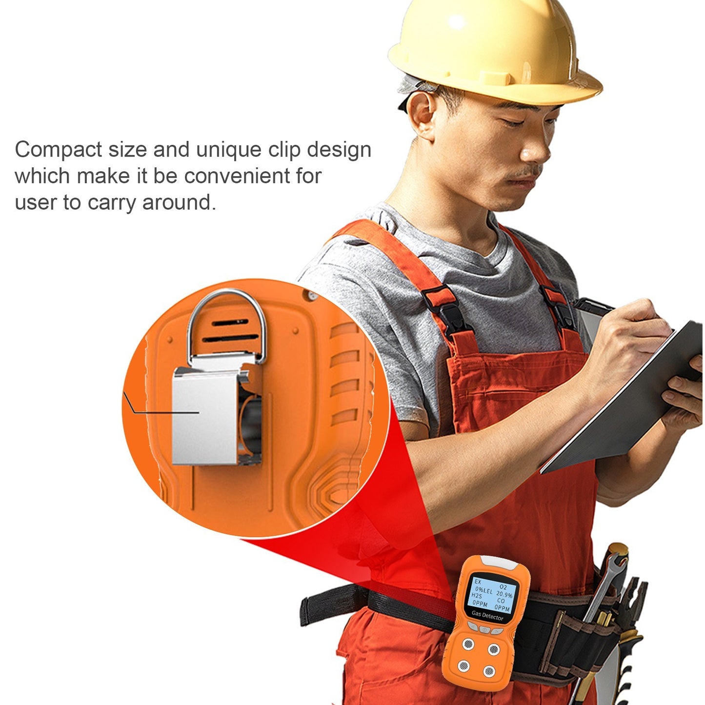 Portable 4-Gas Detector Analyzer: Rechargeable Digital CO Monitor with LCD Display, Sound, Light & Vibration Alarms for Air Quality Testing
