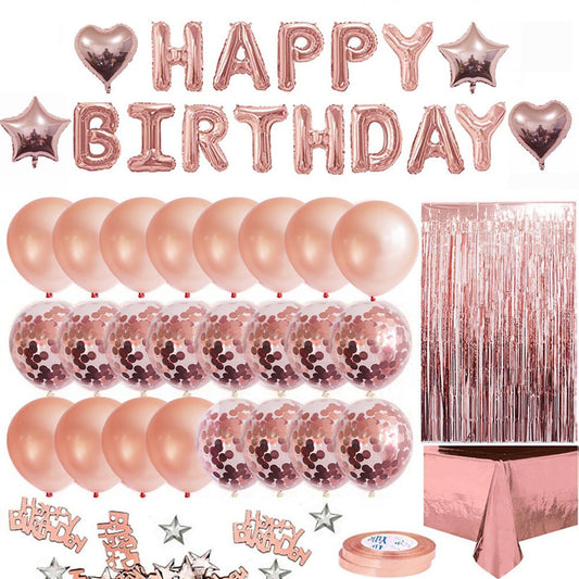 Elegant Rose Gold Birthday Party Decor Set