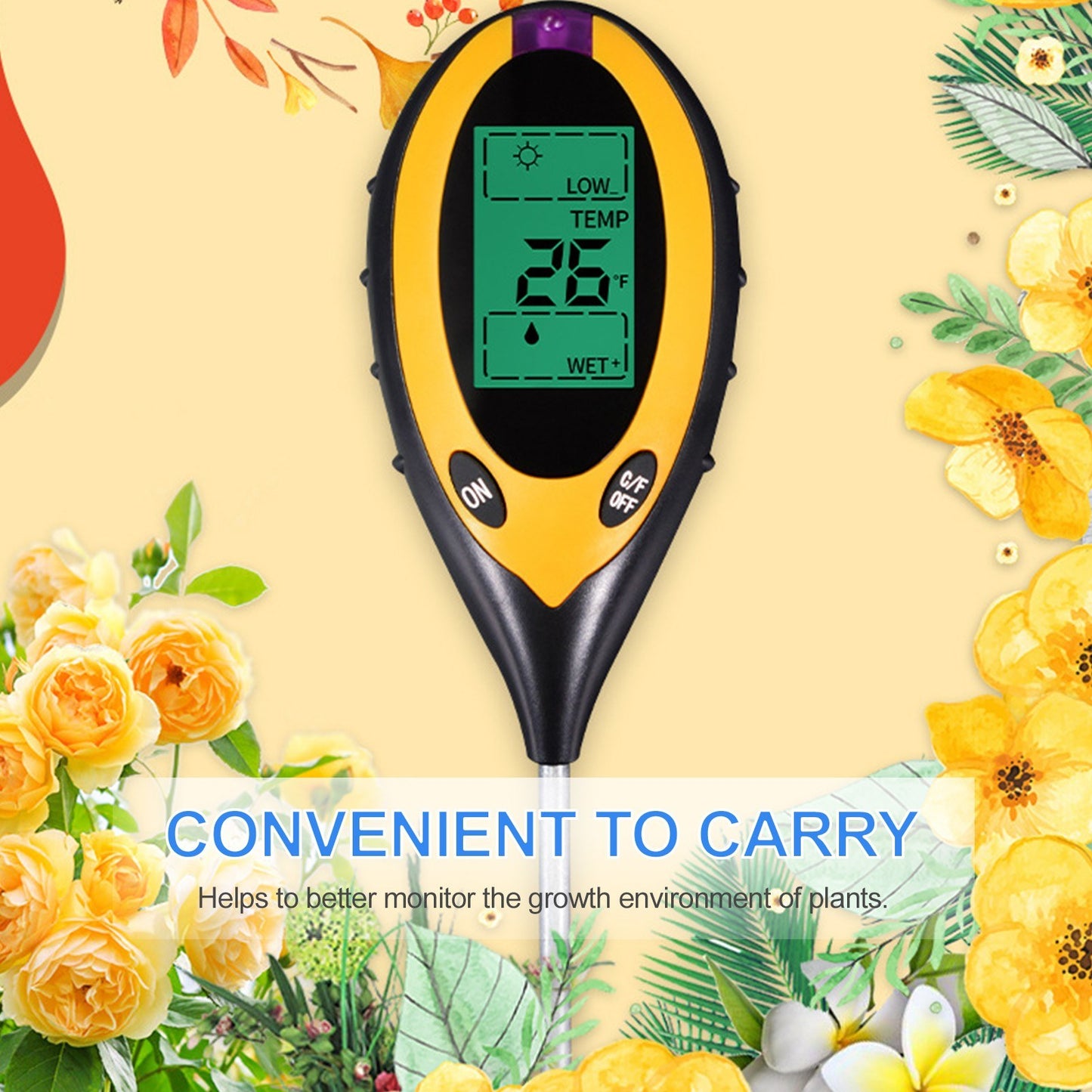 4-in-1 Soil Test Kit: PH, Moisture, Light & Temperature Meter