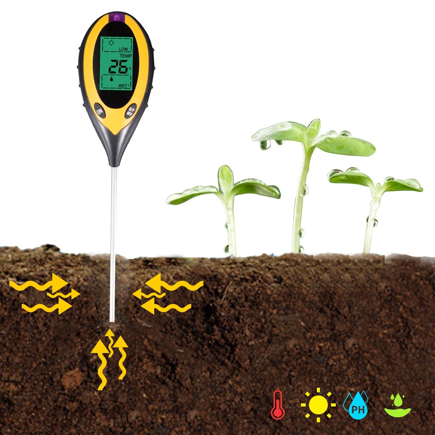 4-in-1 Soil Test Kit: PH, Moisture, Light & Temperature Meter