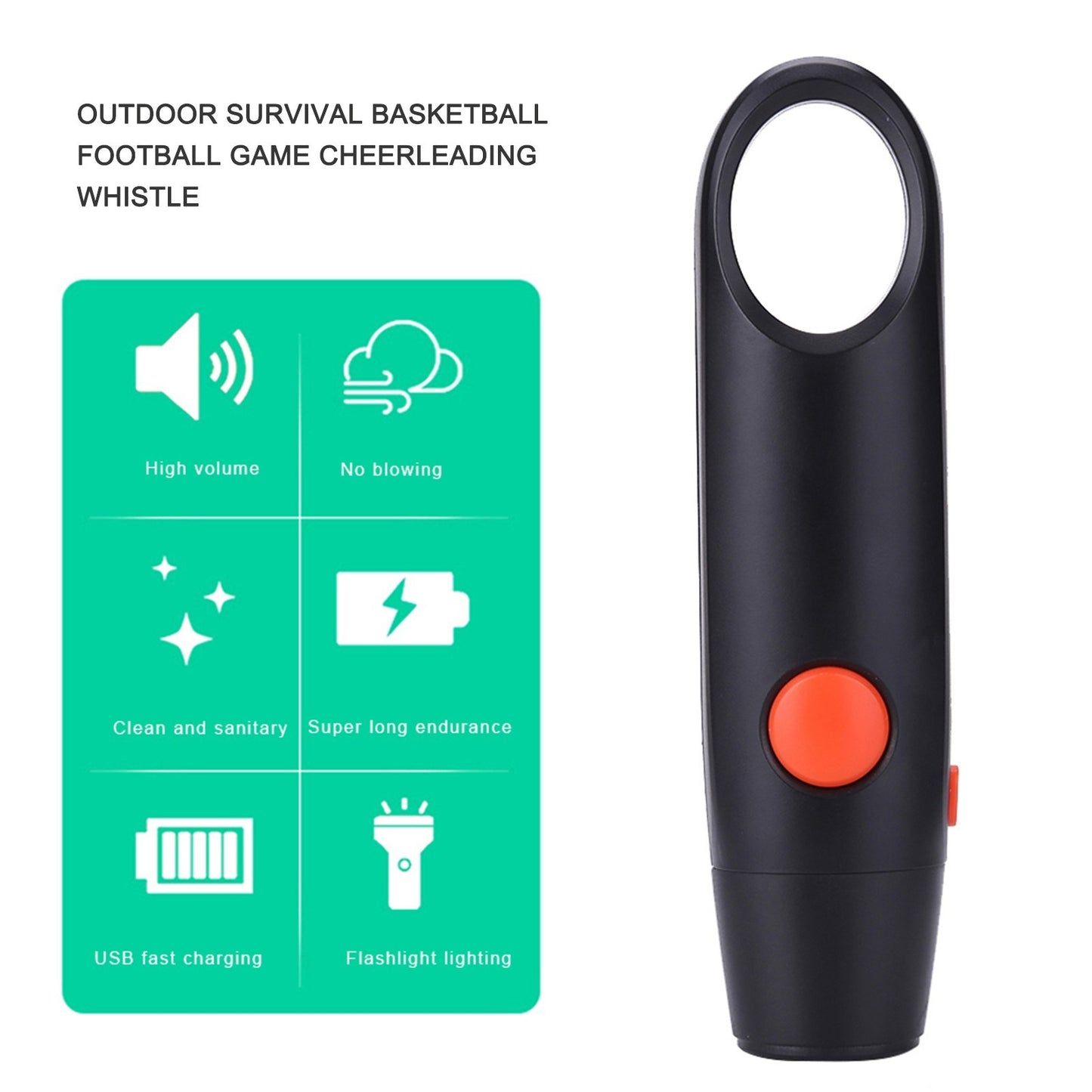Black Electronic Whistle for Outdoor Sports & Games - 4PCS CR2302 Included