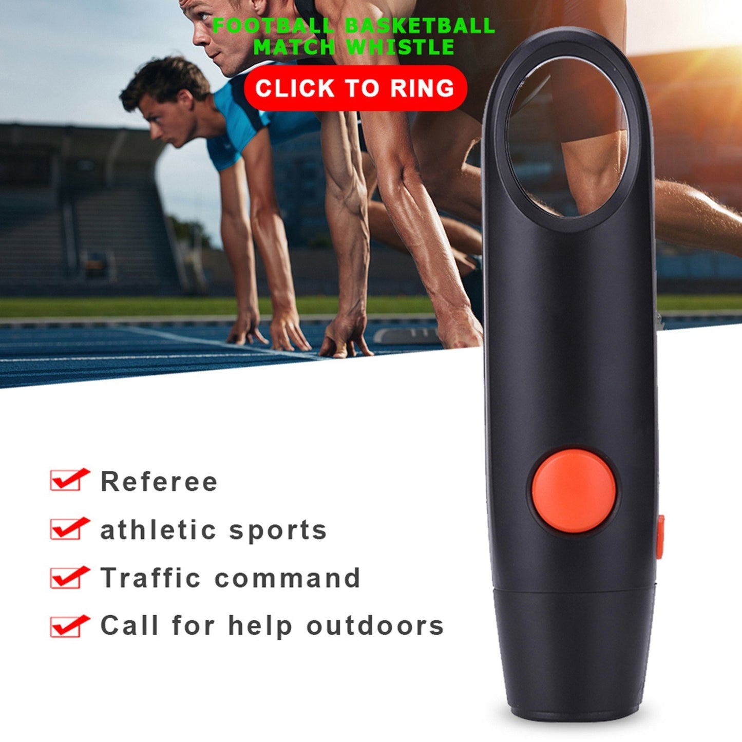Black Electronic Whistle for Outdoor Sports & Games - 4PCS CR2302 Included