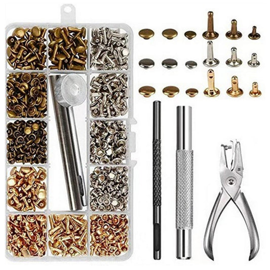 300 Pack Double Cap Leather Rivets Set