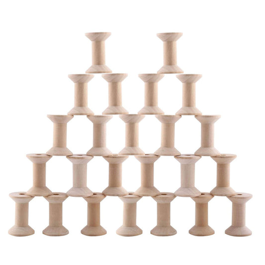24 Wooden Empty Thread Spools Set