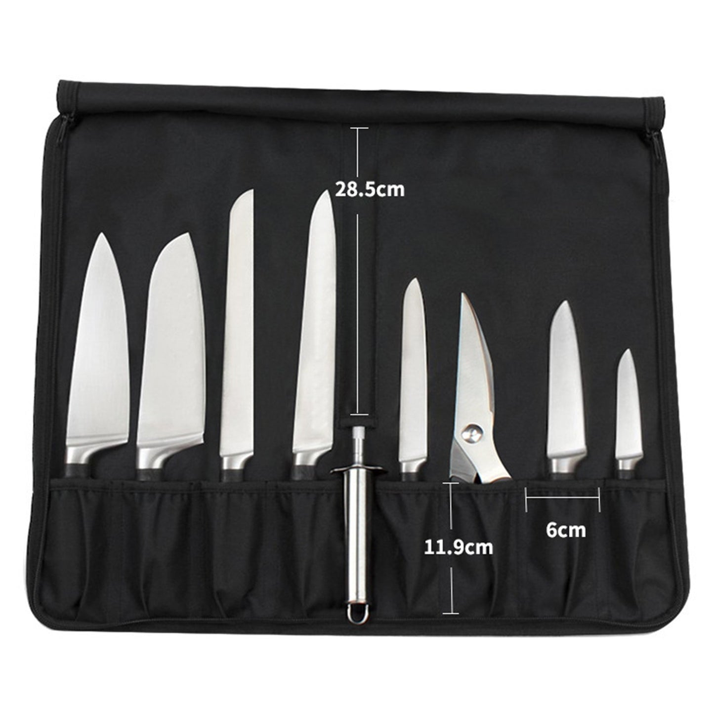 Chefs Knife Roll Bag with Durable Shoulder Strap and Handle