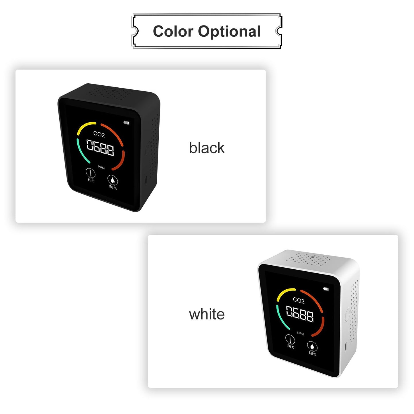 3-in-1 Digital Air Quality Monitor: CO2, Temperature & Humidity Tester