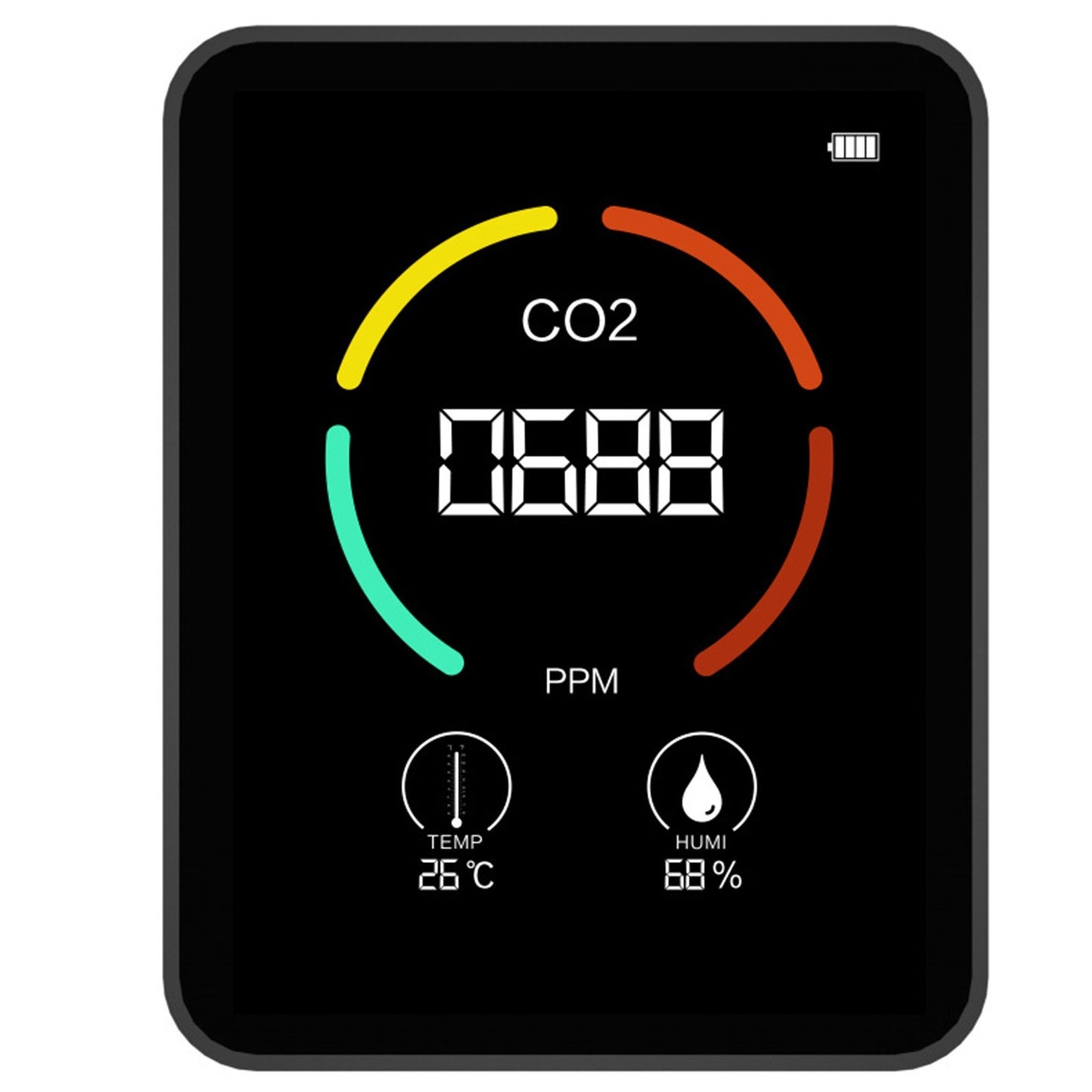 3-in-1 Digital Air Quality Monitor: CO2, Temperature & Humidity Tester