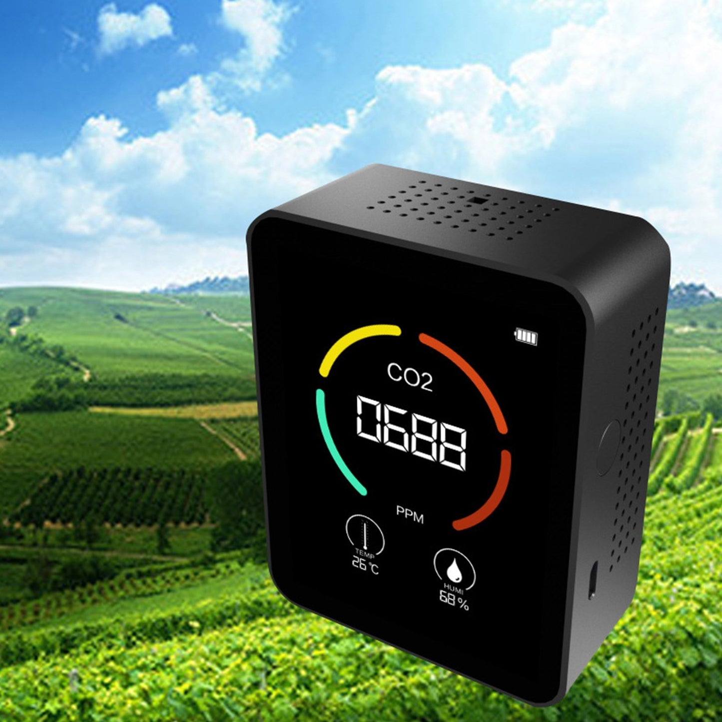 3-in-1 Digital Air Quality Monitor: CO2, Temperature & Humidity Tester
