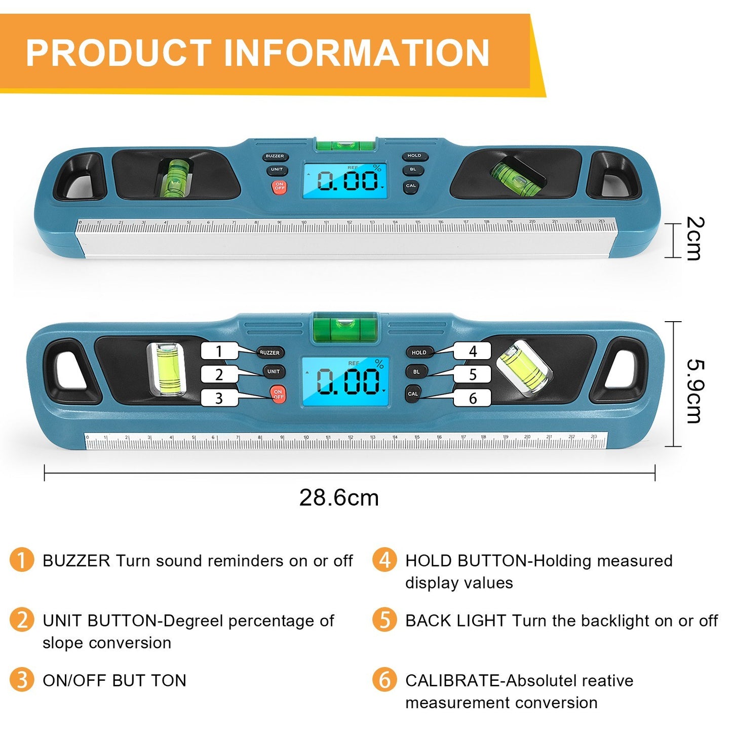 HW-200 Multifunctional Digital Angle Level Meter & Ruler