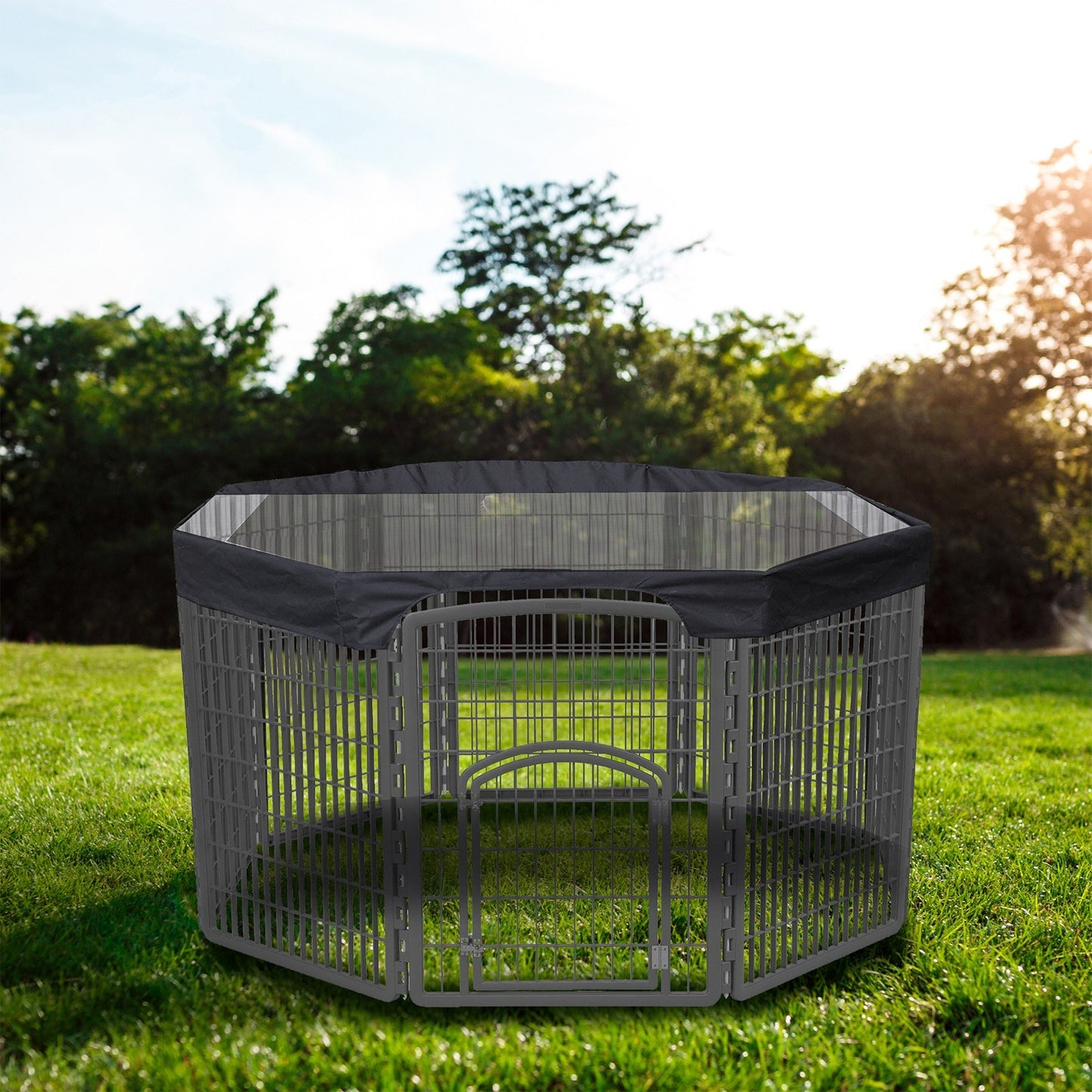 24 Pet Playpen Cover | 8-Panel Octagonal Dog Fence Sun Protection Mesh