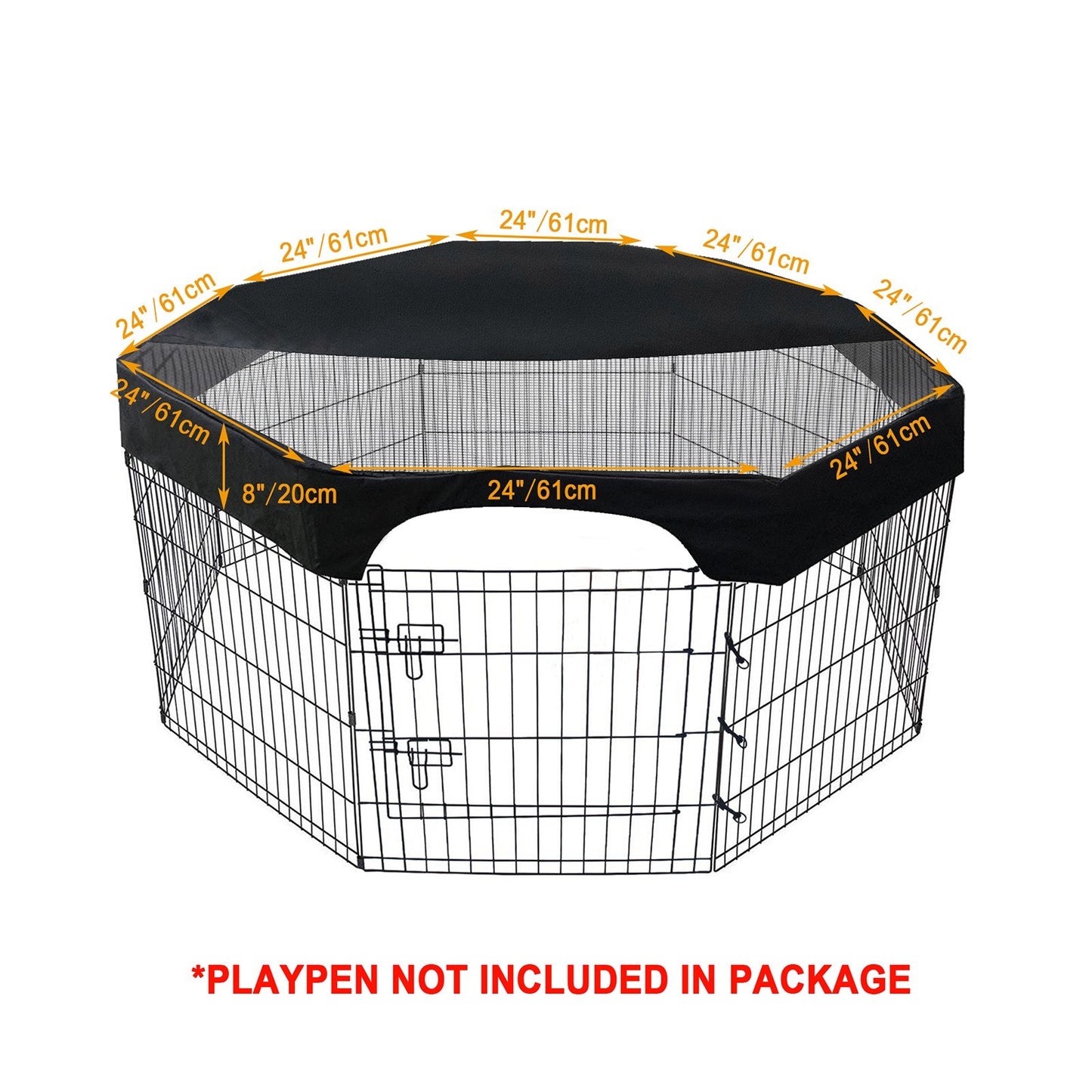 24 Pet Playpen Cover | 8-Panel Octagonal Dog Fence Sun Protection Mesh