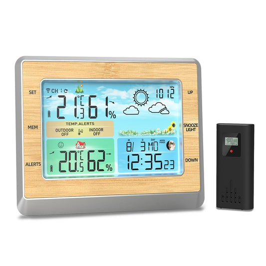 Wireless Weather Station with 6-Inch Color LED Display, Indoor/Outdoor Thermometer & Humidity Monitor