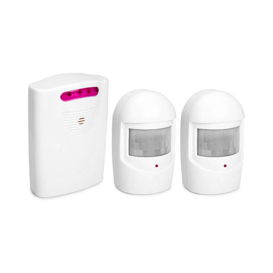 Wireless Driveway Alarm with 1 Receiver & 2 IR Motion Sensor Transmitters for Home & Outdoor Use
