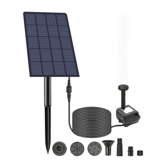 2.5W Solar Fountain Pump with 4 Nozzles - DIY Birdbath, Submersible Water Pump, Wall-Mounted, Plug-In for Fish Tank, Garden, Pool, Aquarium