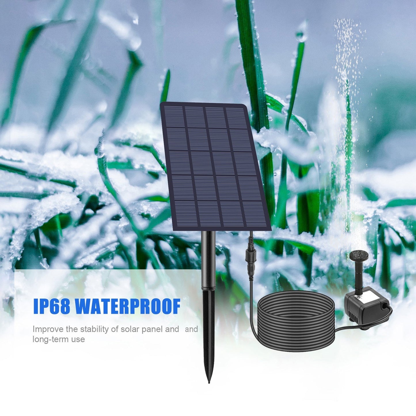 2.5W Solar Fountain Pump with 4 Nozzles - DIY Birdbath, Submersible Water Pump, Wall-Mounted, Plug-In for Fish Tank, Garden, Pool, Aquarium