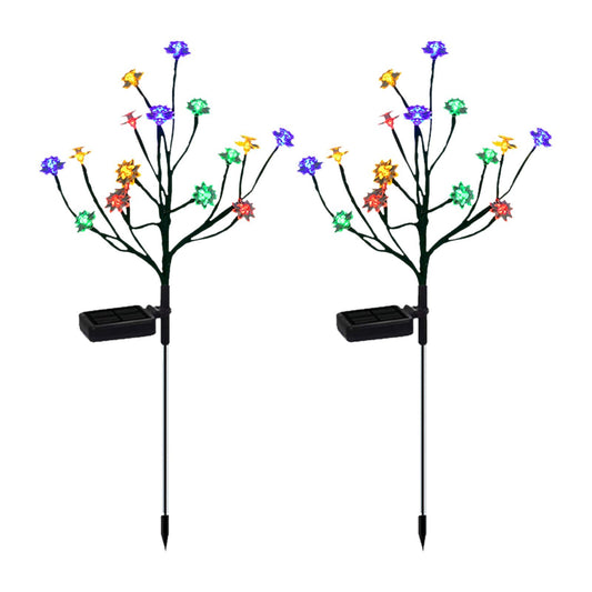 Lotus LED Solar Garden Lights, 2-Pack Colorful Gradient Flower Stake Lights, Waterproof Auto On/Off Decorative Lamps for Yard, Patio, Lawn, Wedding, Party