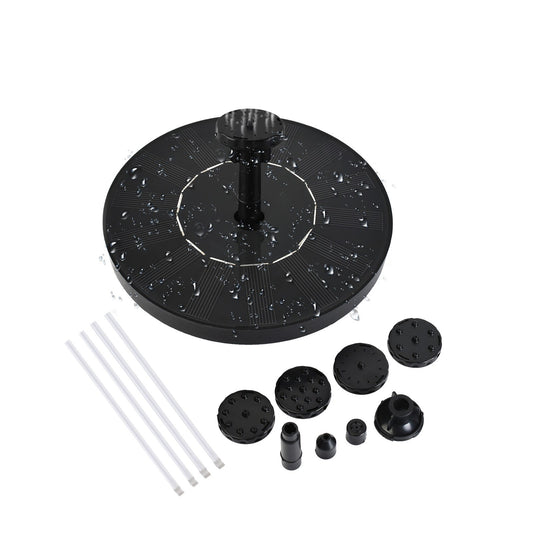 Solar Powered 1.5W Floating Fountain Pump with 6 Nozzles and Anti-Collision Bar for Bird Baths and Small Garden Ponds