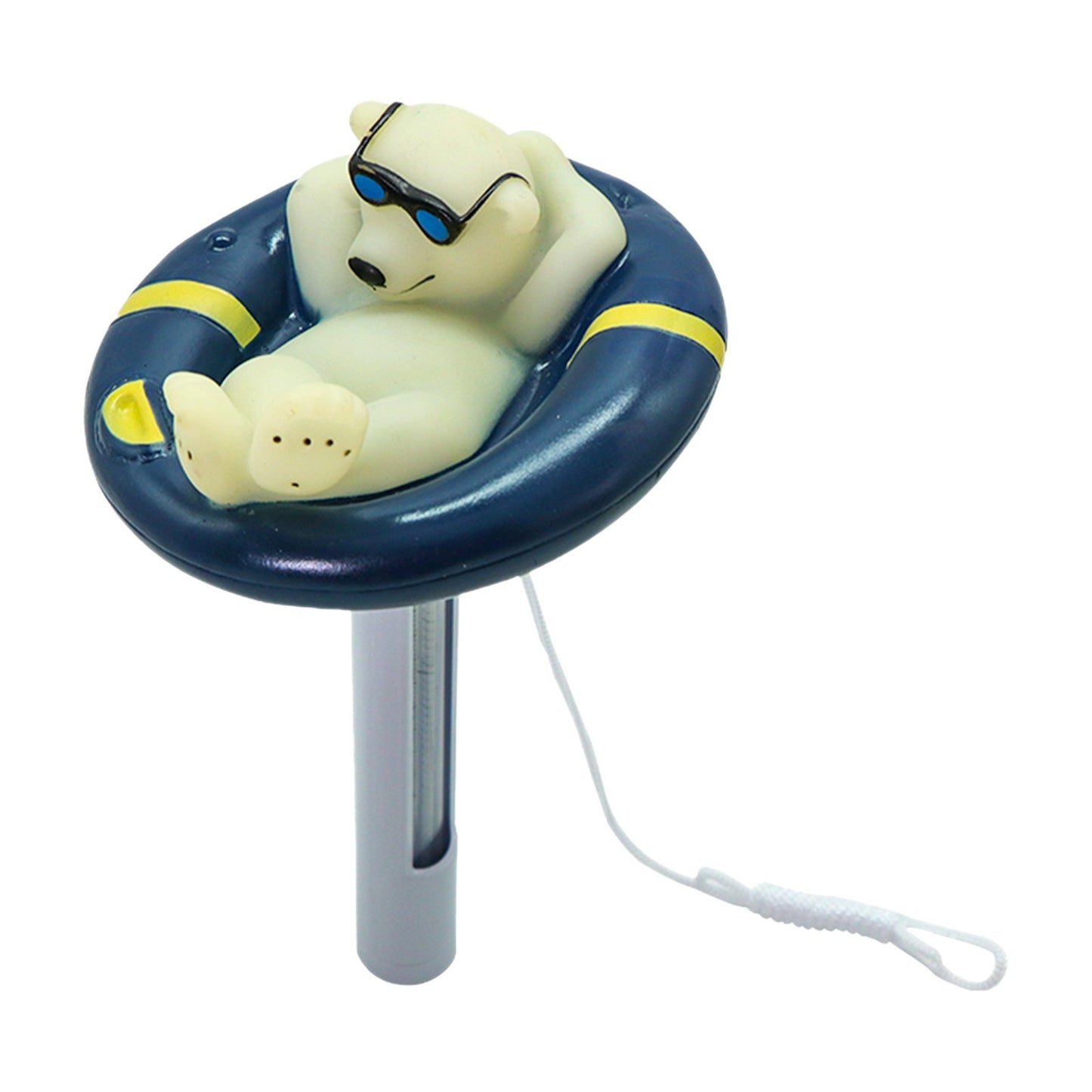 Cartoon Polar Bear Pool Thermometer with String for Swimming Pools, Spas, Hot Tubs, and Fish Ponds