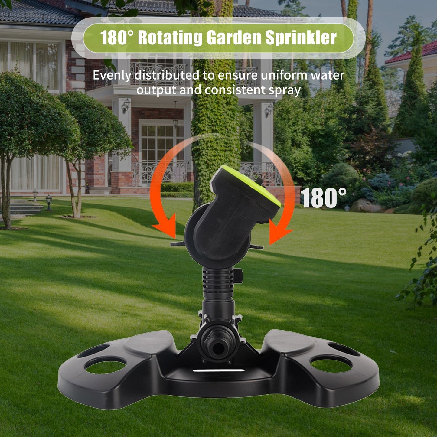 Adjustable 180° Rotating Lawn Sprinkler - Large Coverage Garden Irrigation System