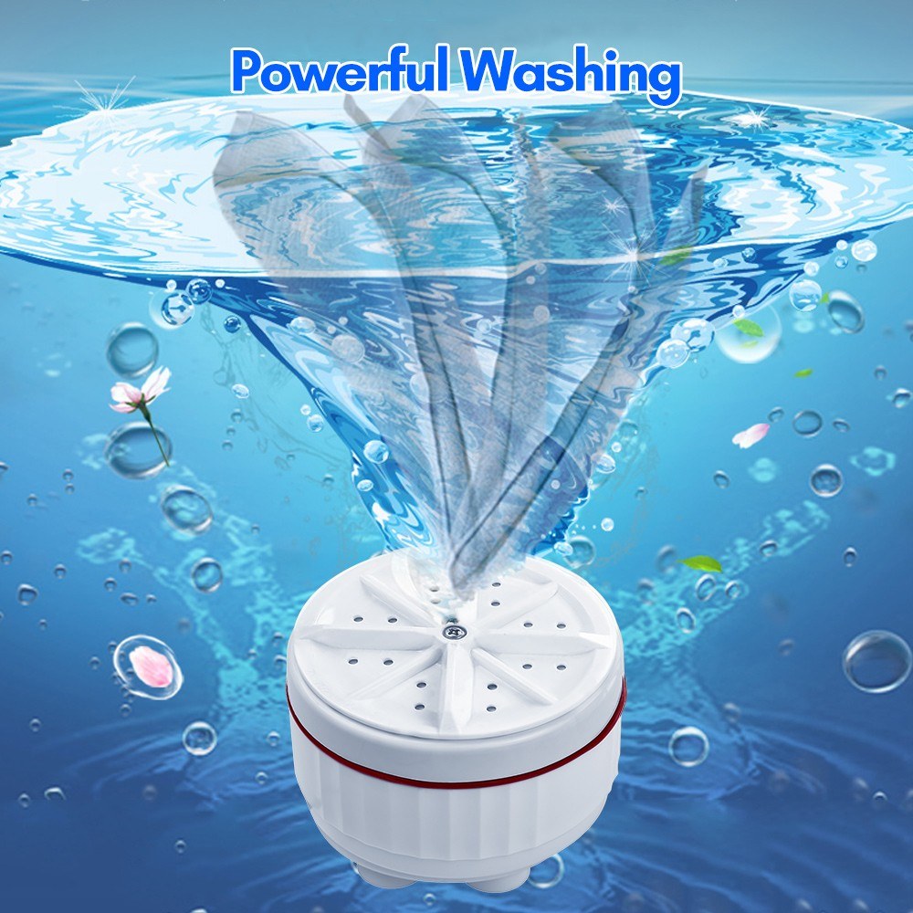 Portable Mini Ultrasonic Turbo Washing Machine with USB Power and Suction Cups for Home, Travel, and Business Trips