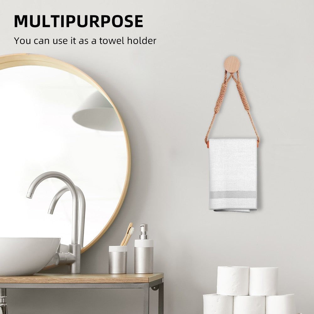 Vintage Industrial Style No-Drill Toilet Paper & Towel Holder with Rope for Bathroom Decoration
