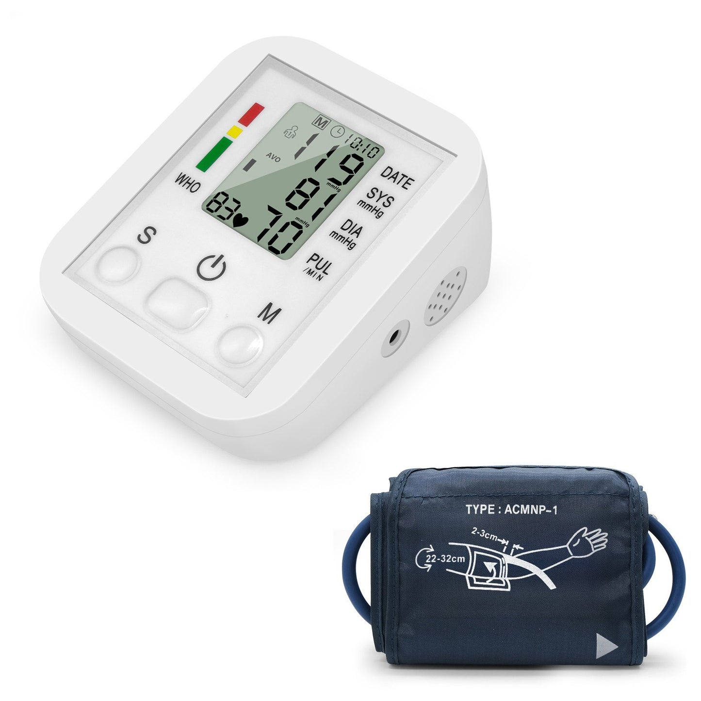 Portable LCD Blood Pressure Monitor - Accurate Arm Band Sphygmomanometer for Home Use